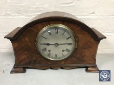 A mahogany cased Empire mantel clock with silvered dial