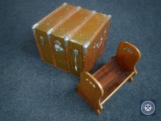 A wooden bound case and a mahogany mag rack