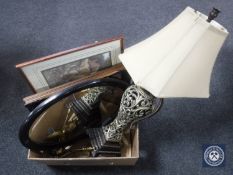 A box of table lamp and shade, companion set,