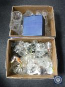 Two boxes of assorted glass ware