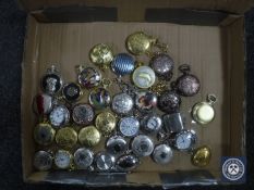 A box containing thirty-five contemporary fob and pocket watches