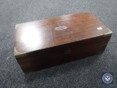 A Victorian mahogany and brass writing box