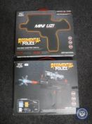 Two boxed Regimental Police mini uzi electric guns