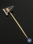 A sapphire and enamelled gold stick pin of Scottish interest
