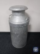 An aluminium 10 gallon milk churn