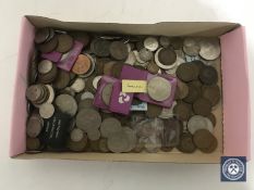 A box containing a large quantity of pre-decimal British coinage,