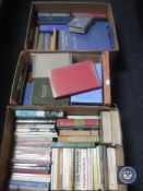 A box of 20th century volumes relating to shipping and two further boxes of novels etc