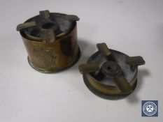 Two trench art ashtrays