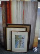 Three framed wall canvases,