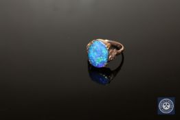 A 9ct gold doublet opal ring, size O CONDITION REPORT: 3.5g.