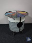 An oil drum table / fire pit