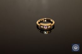A 9ct gold amethyst and diamond ring, size P CONDITION REPORT: 2.