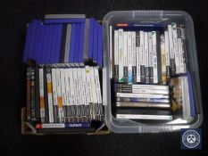 Two boxes of assorted computer games for PC and Playstation 2 etc