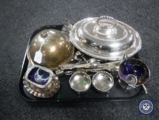 A tray of assorted 20th century plated wares including entree dish,