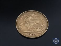 A gold half Sovereign 1908