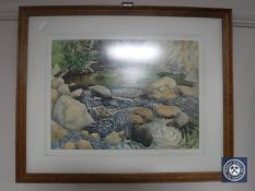 A framed mid 20th century Norman Gedling watercolour - rocky stream