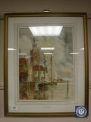 L Van Staaten : Veere, Zeeland, watercolour, 40 cm x 30 cm, signed, framed.