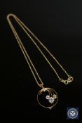 An 18ct gold old-cut diamond pendant on chain