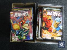 Two boxes of assorted Panini Marvel and Batman comics