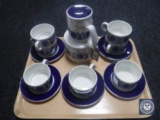 A thirteen-piece Irish Arklow blue and white china tea service.