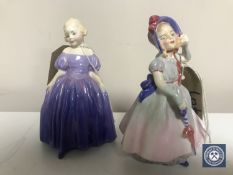 Two Royal Doulton china figurines : Babie (HN 1679) & Marie (HN 1370 - Style Two -Purple).
