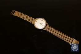 A gent's gold Omega De Ville automatic calendar centre seconds wristwatch,