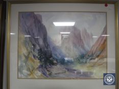 A contemporary framed watercolour study of The Dolomites signed Williams