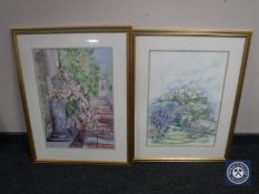 Two gilt framed watercolours,