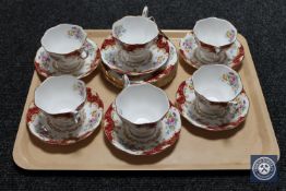 An eighteen-piece Royal Albert "Canterbury" pattern china tea service.