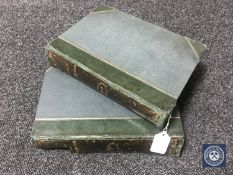 Two antiquarian volumes, leather bound volumes,