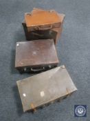 Four vintage leather cases