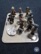 A tray of nine West German Friedel figures - blacksmith,