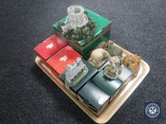 A tray of seven boxed Lilliput Lane cottage ornaments, British Heritage Collection Windsor Castle,