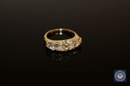 A five-stone old cut diamond ring, the total diamond weight estimated at 1.