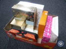 A box containing beauty products and gift sets