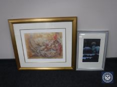 Two framed signed limited edition prints entitled Serenity and Sapphire One