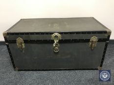 A 20th century metal bound travelling trunk