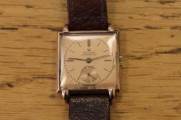 A rare Rolex Precision square rose gold and stainless steel wristwatch, Ref.