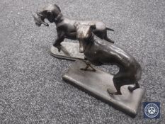 Two cast metal figures - greyhound and retriever