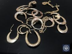 Eight pairs of 9ct gold earrings, and another two singles (18) CONDITION REPORT: 8.