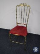 A brass framed Chiavari chair