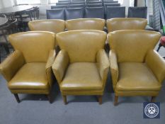 Six 20th century vinyl upholstered armchairs