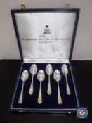 A set of six cased Sheffield silver teaspoons