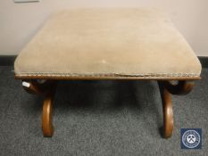 A 19th century mahogany X-frame stool,