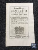 An Act of Parliament dated 1736 relating to roads in Biggleswade, Bedfordshire,