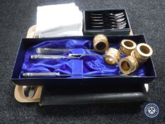 A tray of part canteen of fish cutlery, butter knives, carving set,