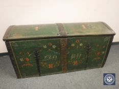 A 19th century continental painted dome top chest,