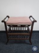 A late Victorian mahogany adjustable piano stool