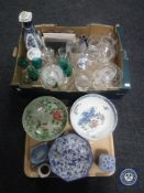 A box and tray of assorted china and glass ware - Carlton Ware, Spode,