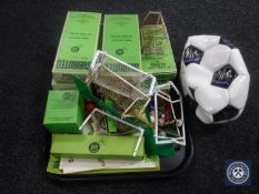 A tray containing 20th century Subbuteo teams and accessories together with a Newcastle United